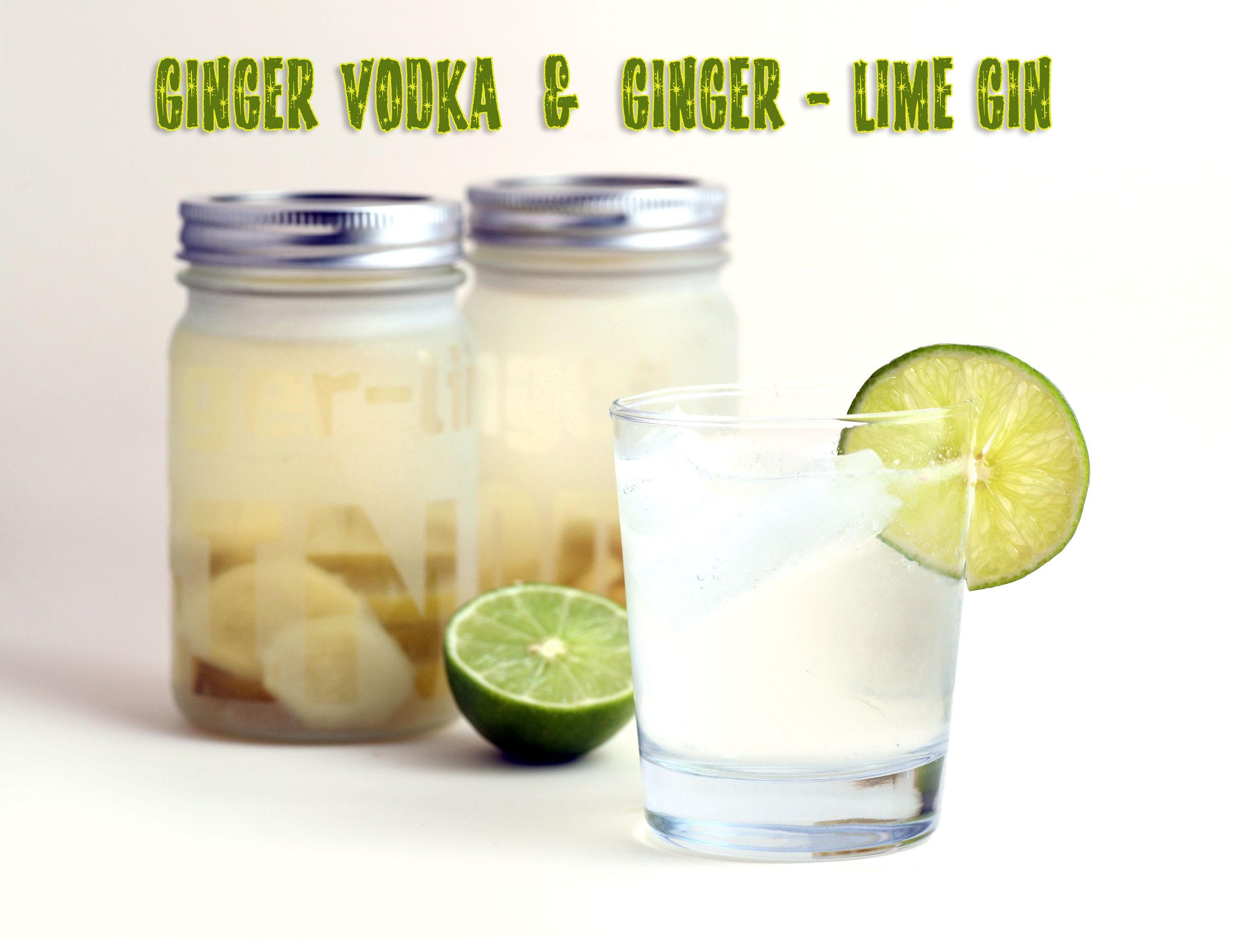 Ginger Vodka in Etched Glass Gift Jars
