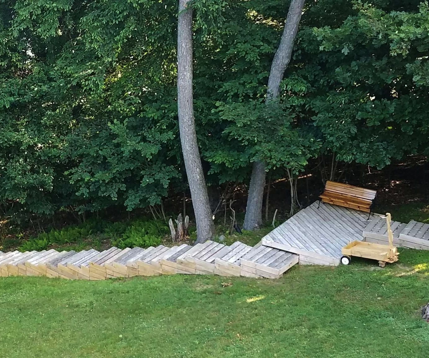 200 Foot Outdoor Staircase Made From Pallets