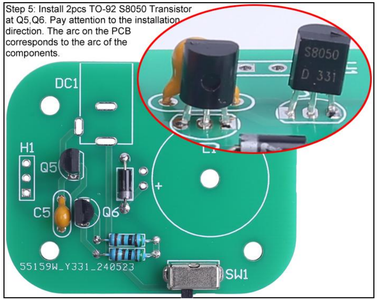 Install 2pcs TO-92 S8050 Transistor at Q5,Q6