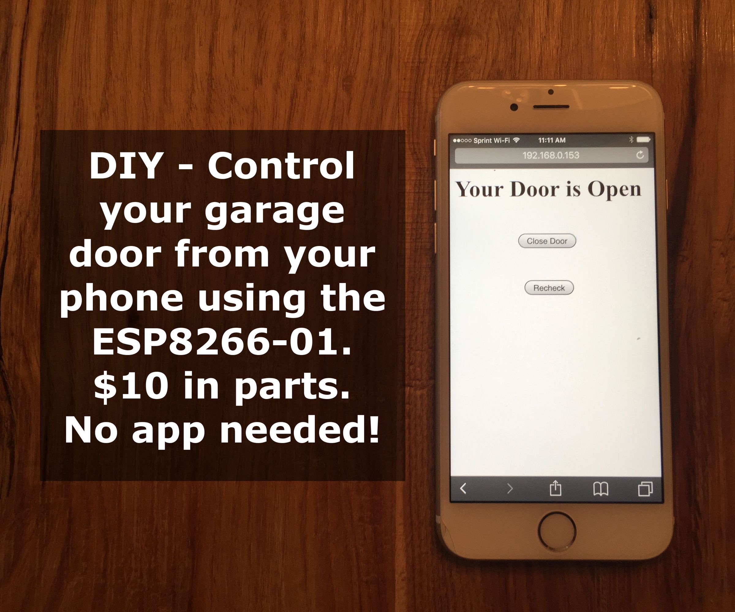 Smart Phone (WiFi) Controlled Garage Door Opener With ESP8266