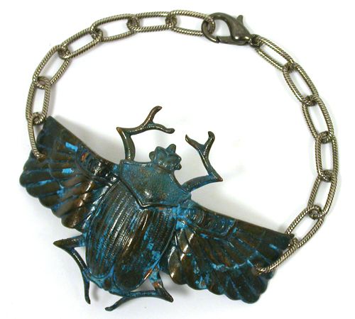 Natural Patina Scarab Bracelet
