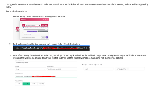 Celebrator Side - Connecting a Scenario on Make to Blynk Datastream