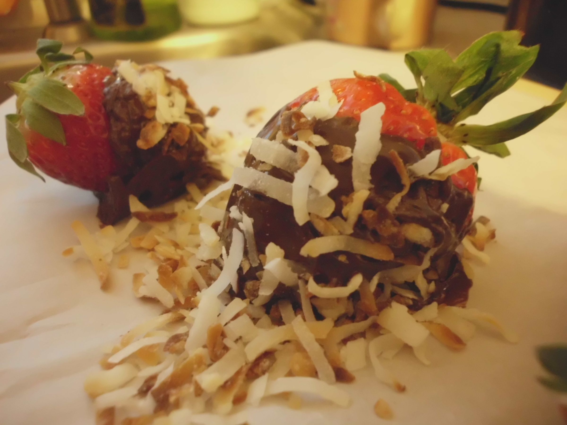 Chocolate Coconut Rum Covered Strawberries