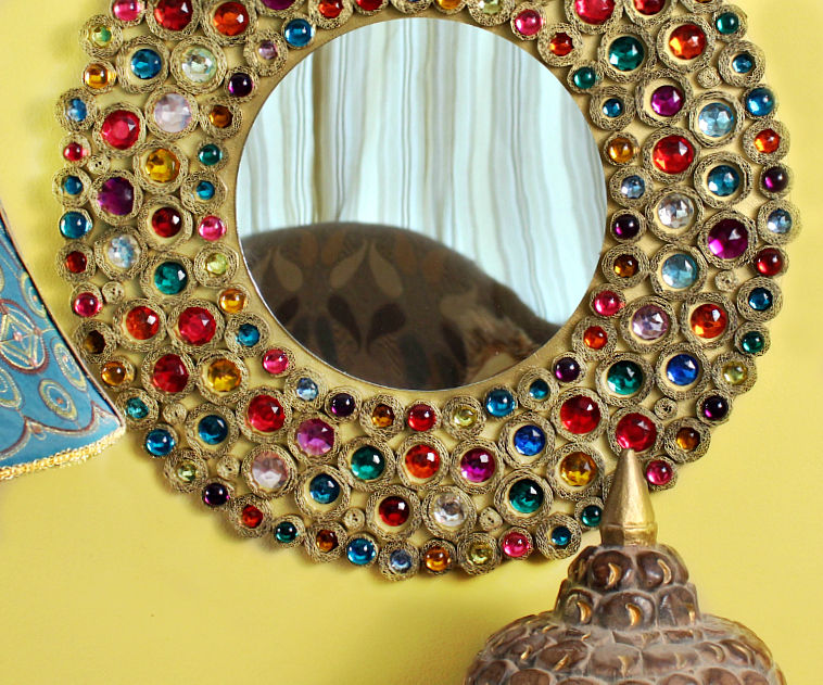Bejeweled Boho Cardboard Mirror