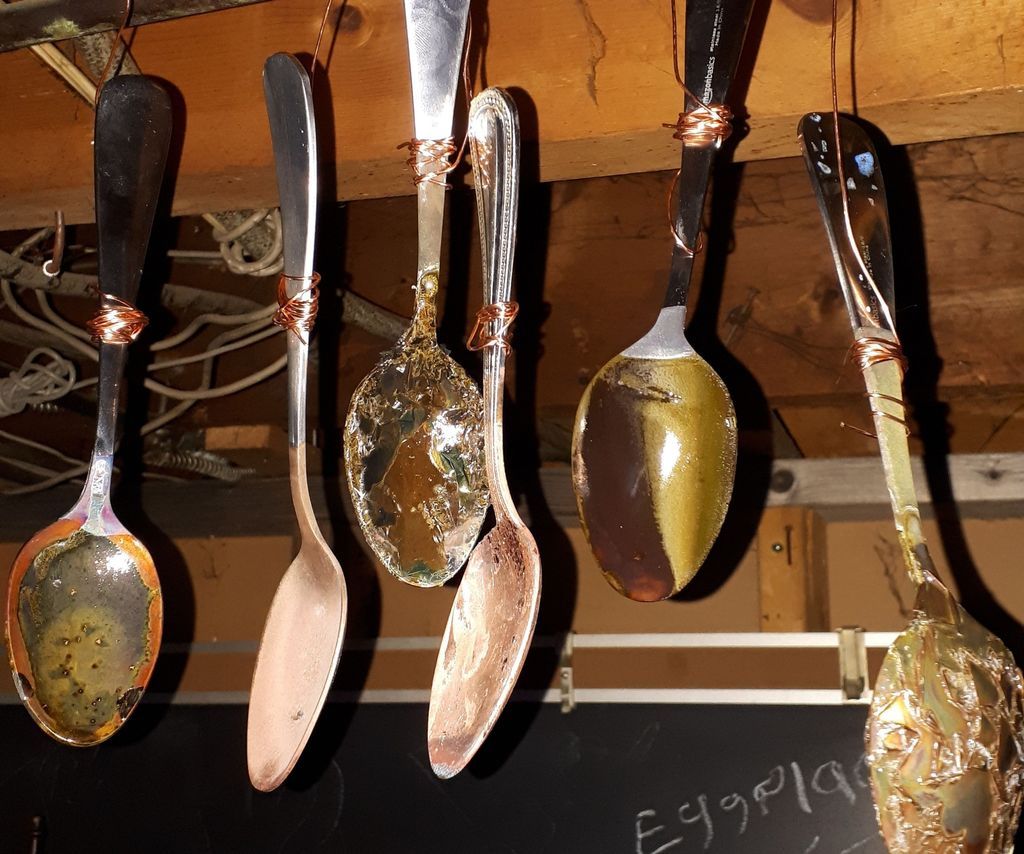 A Simple Way of Making Art by Electroplating Copper to Steel Spoons. 5