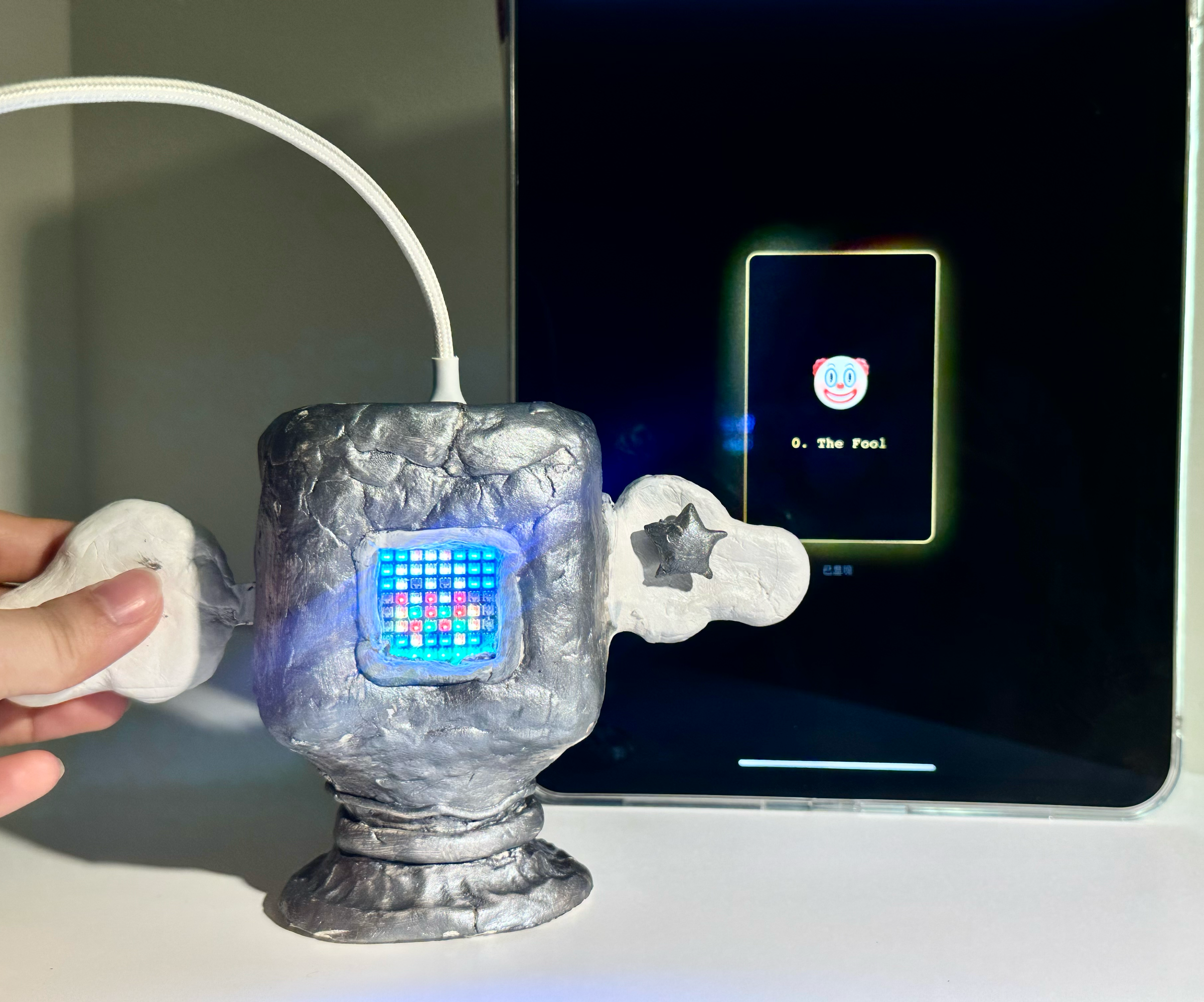 Hand-Sculpted Digital Totem: ARCANA Capsule (ESP32 + Clay + 3D Print)