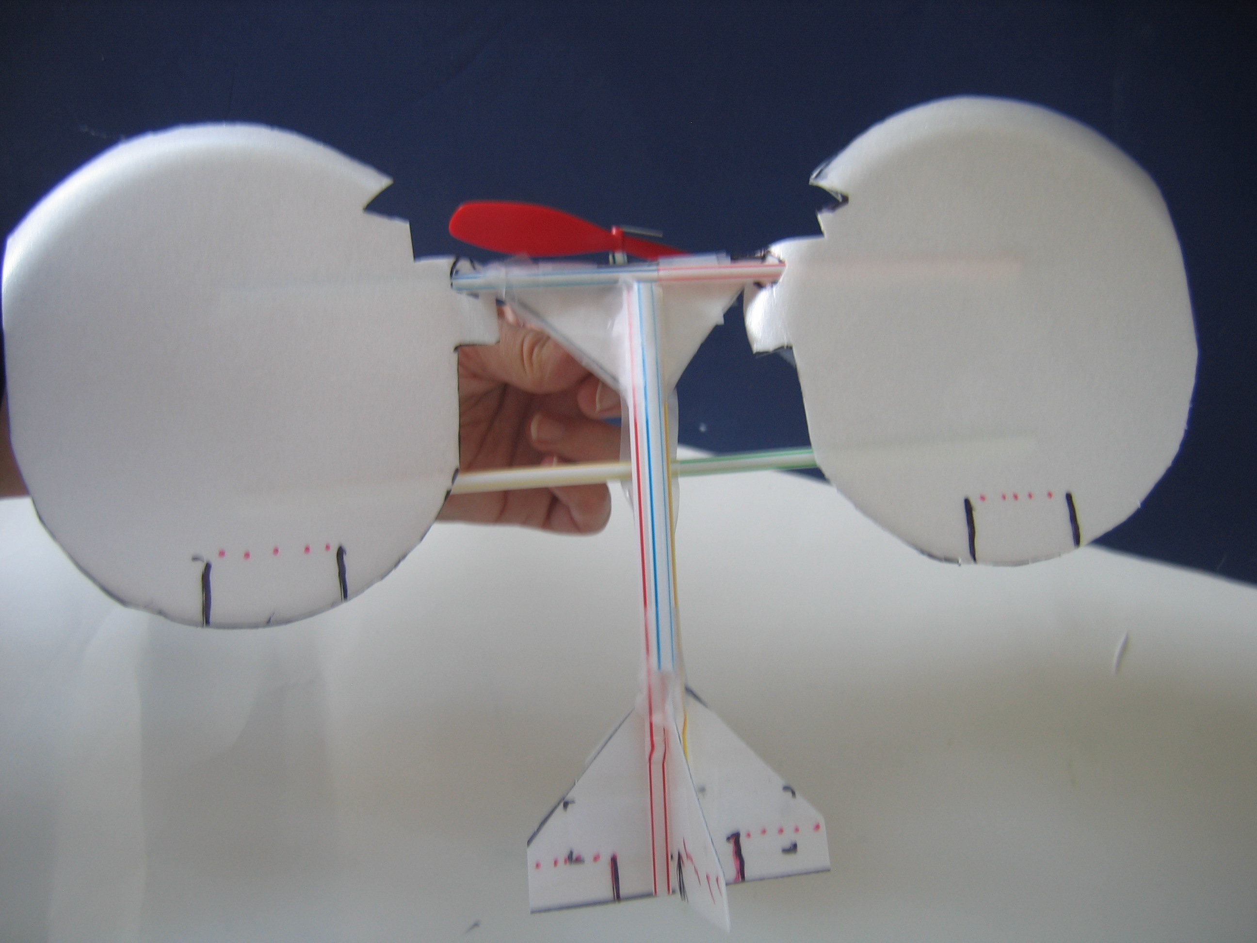 RUBBER BAND POWERED FOAM PLATE AIRPLANE