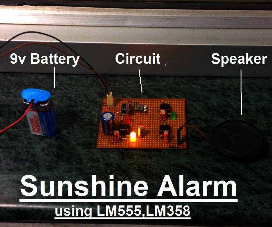 Sunshine Alarm Using LM555 and LM358