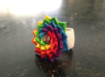 Duct Tape Rainbow Flower Ring