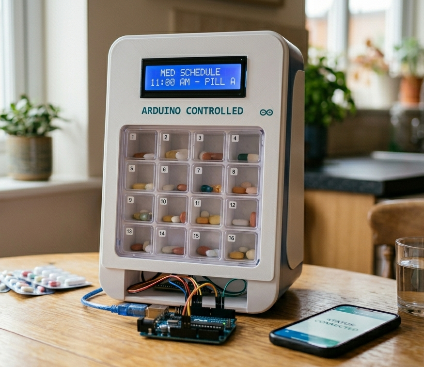 Smart Medication Reminder With Storage Climate Monitor (Arduino UNO)