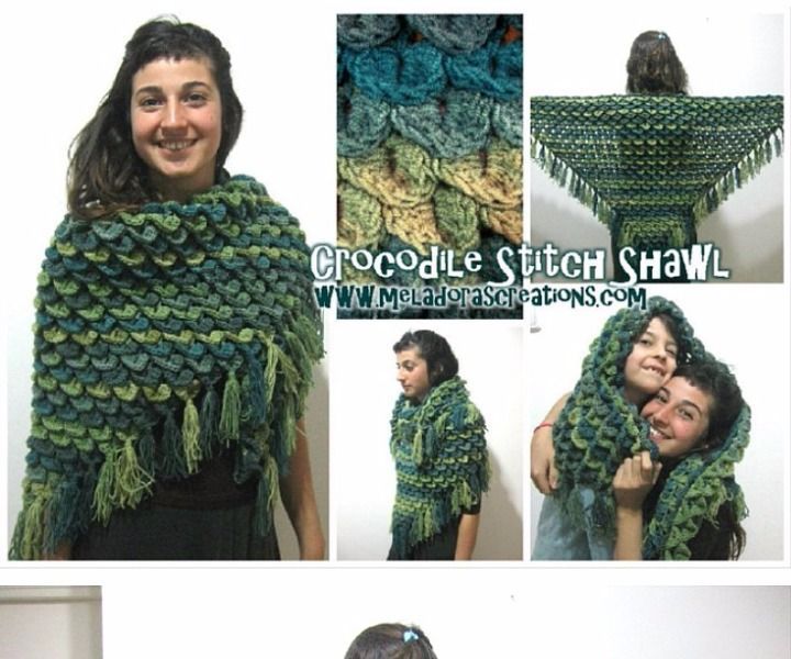 Crocodile Stitch Shawl – Free Crochet Pattern