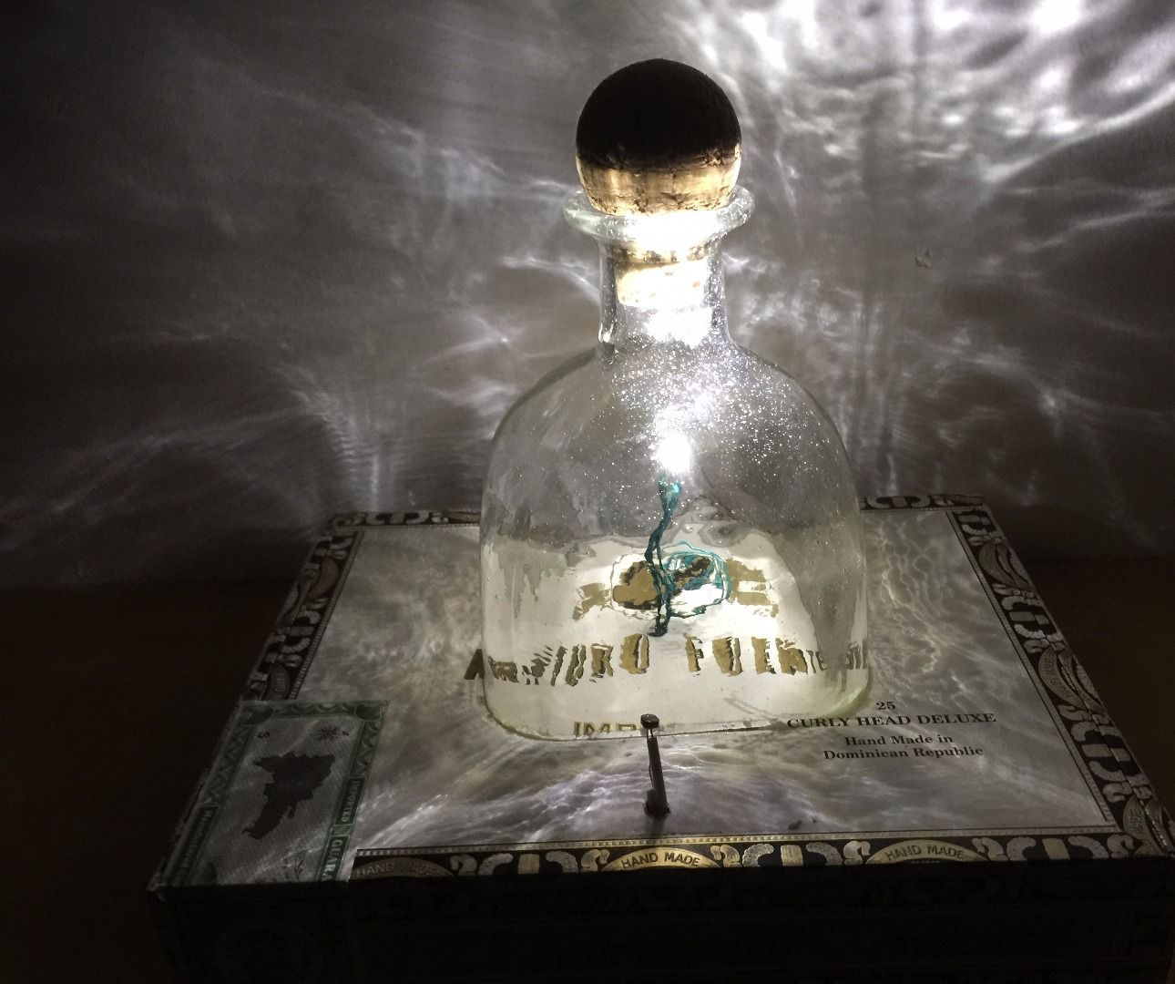 Tequila Bottle + Cigar Box + Arduino = Cool Night Light