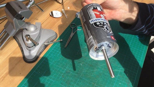 Fixing Soda Can on Threaded Rod