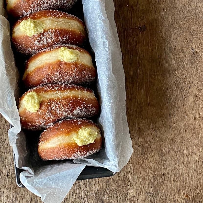 Pistachio Cream Filled Doughnuts