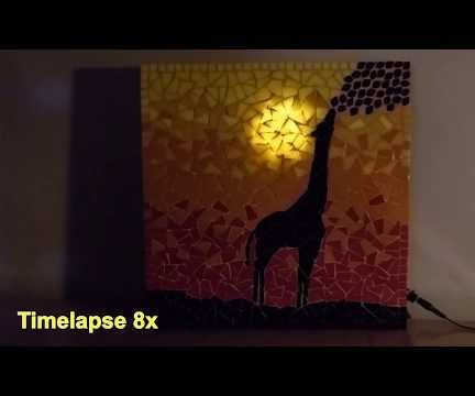 African Sun Mosaic With Moving LED Sunrise & Sunset