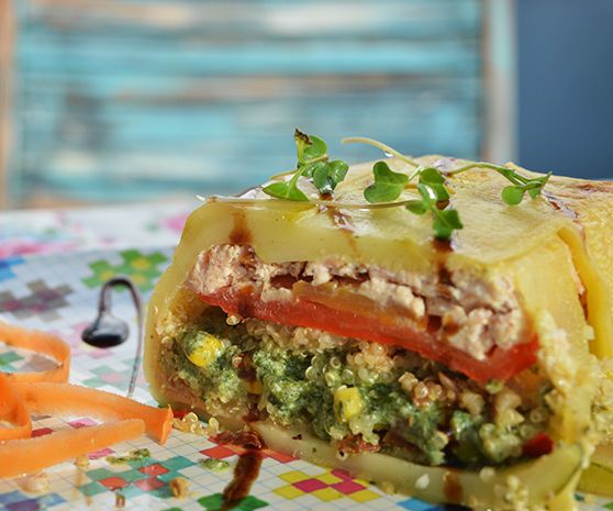Smoked Salmon Terrine With Zucchini, Quinoa and Spinach