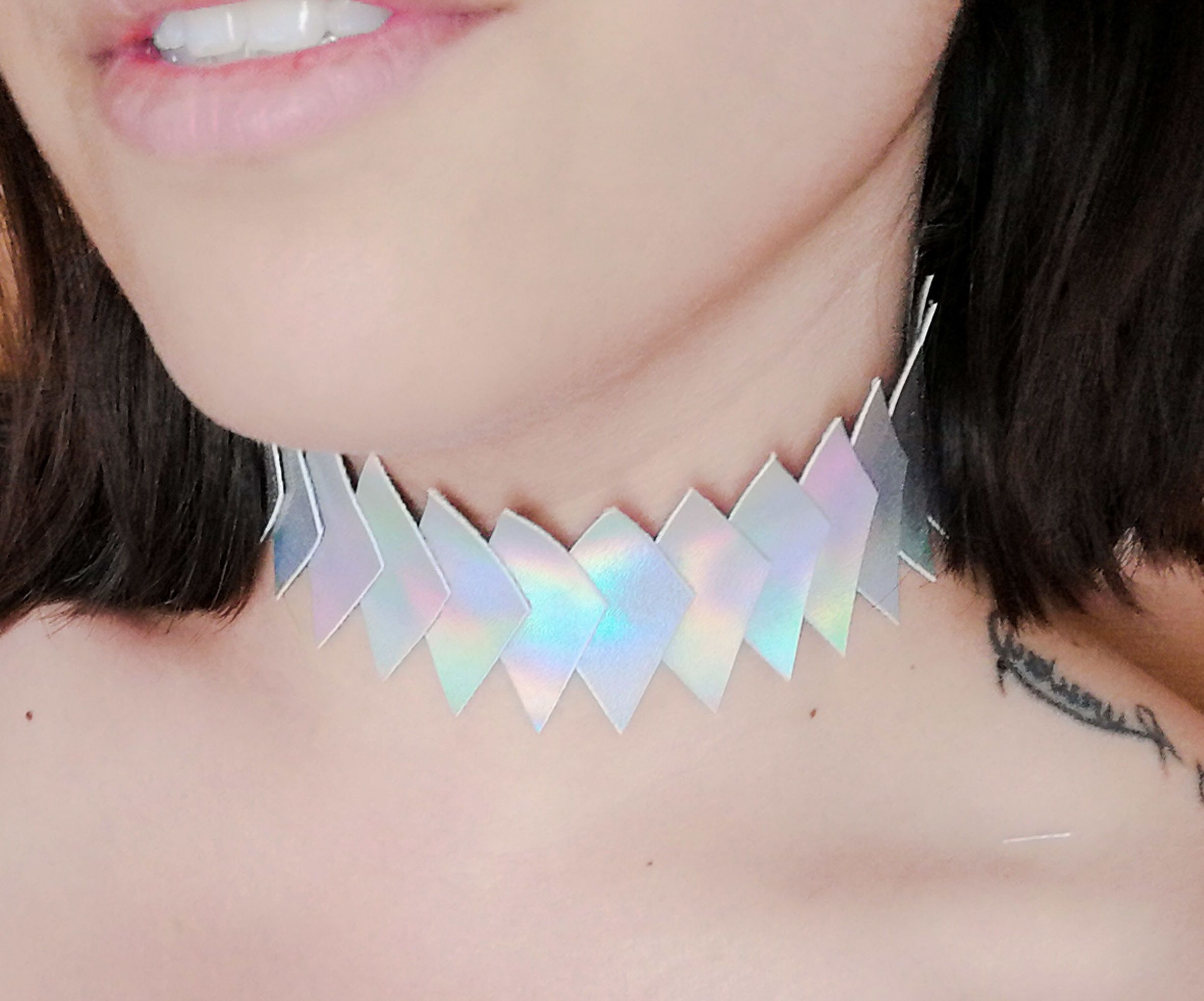 Leather Holographic Choker 