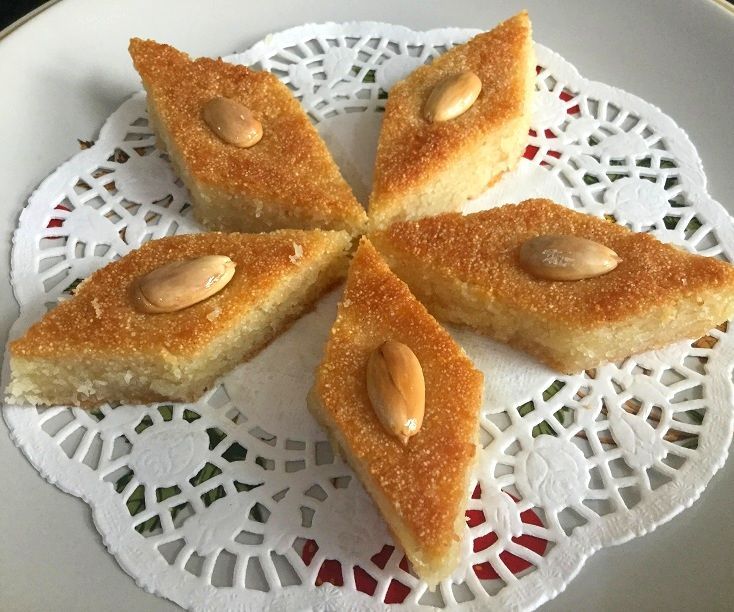 BASBOUSA (Baked Semolina Cake in Sugar Syrup)