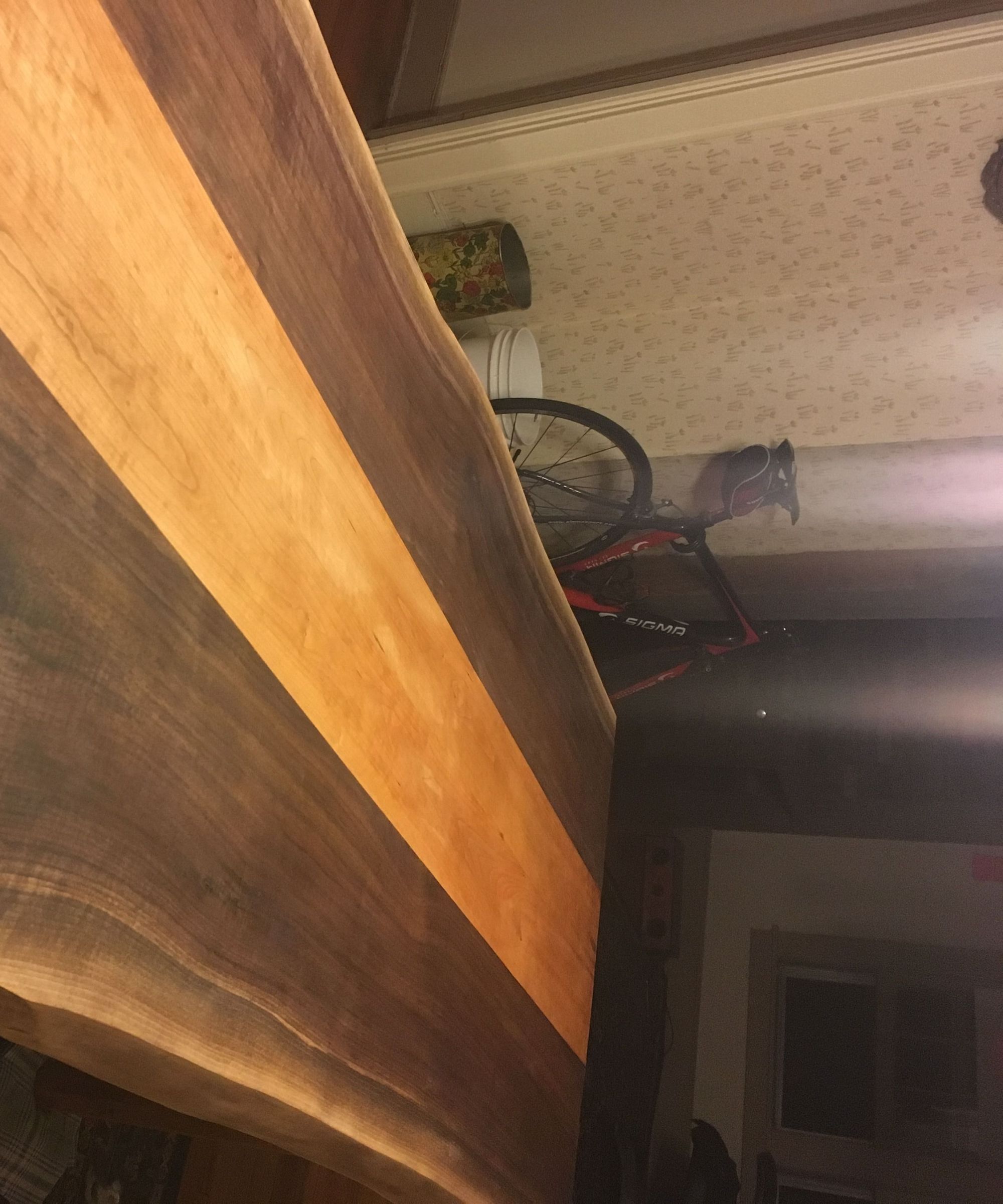 Live Edge Black Walnut and Cherry Hayrake Dining Room Table