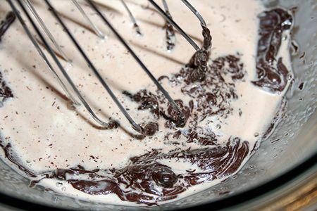 Pour the Hot Half and Half on the Chocolate and Stir