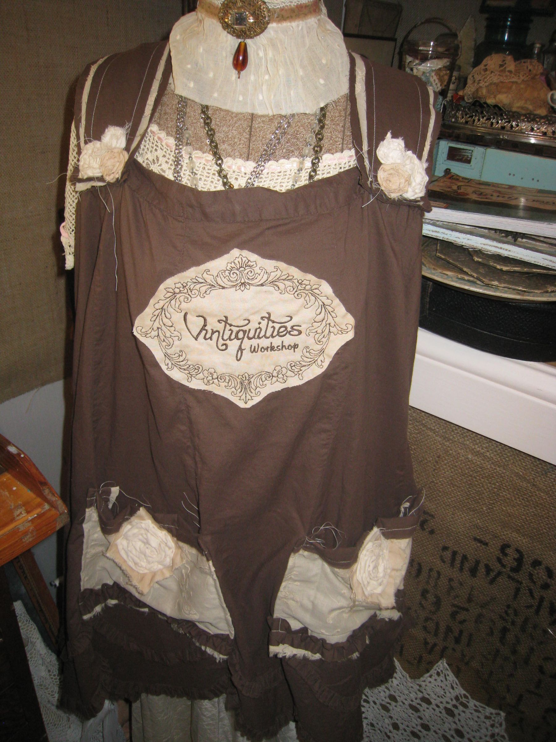 Shabby Chic Slouch Apron From a Skirt
