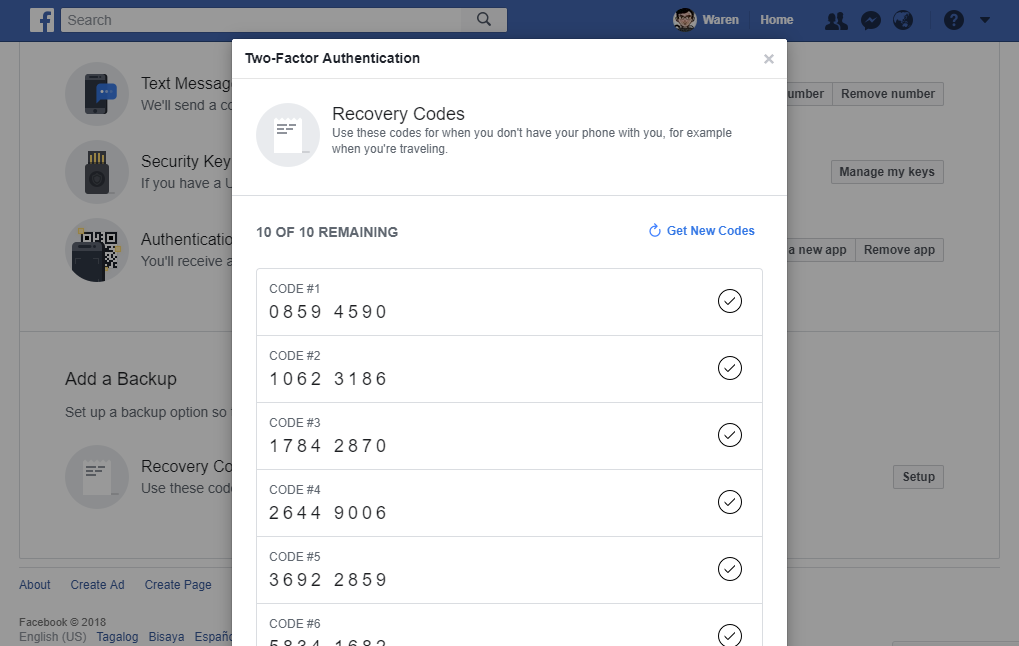 Two-Factor Authentication Settings
