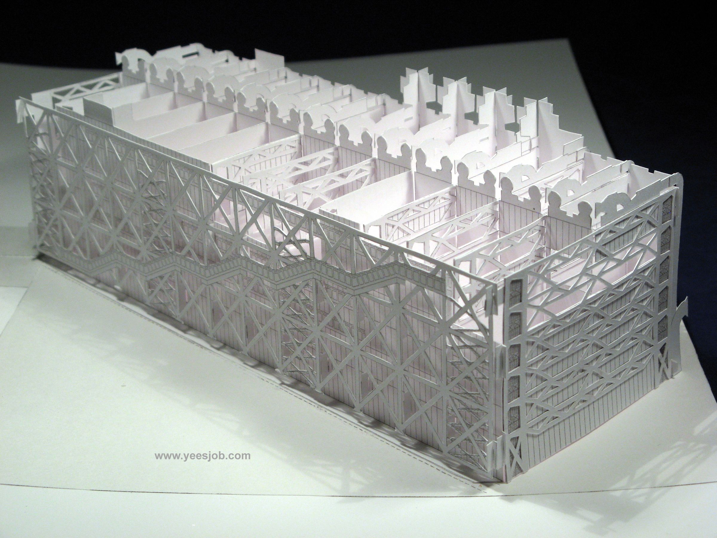 The Pompidou Pop up card Kirigami Origamic Architecture foldable Beaubourg