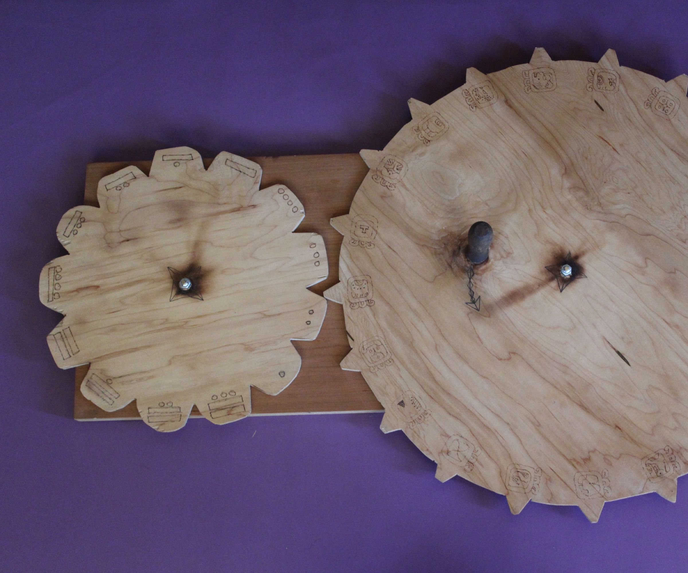 Working Wooden "Mayan Sacred Round" Calendar