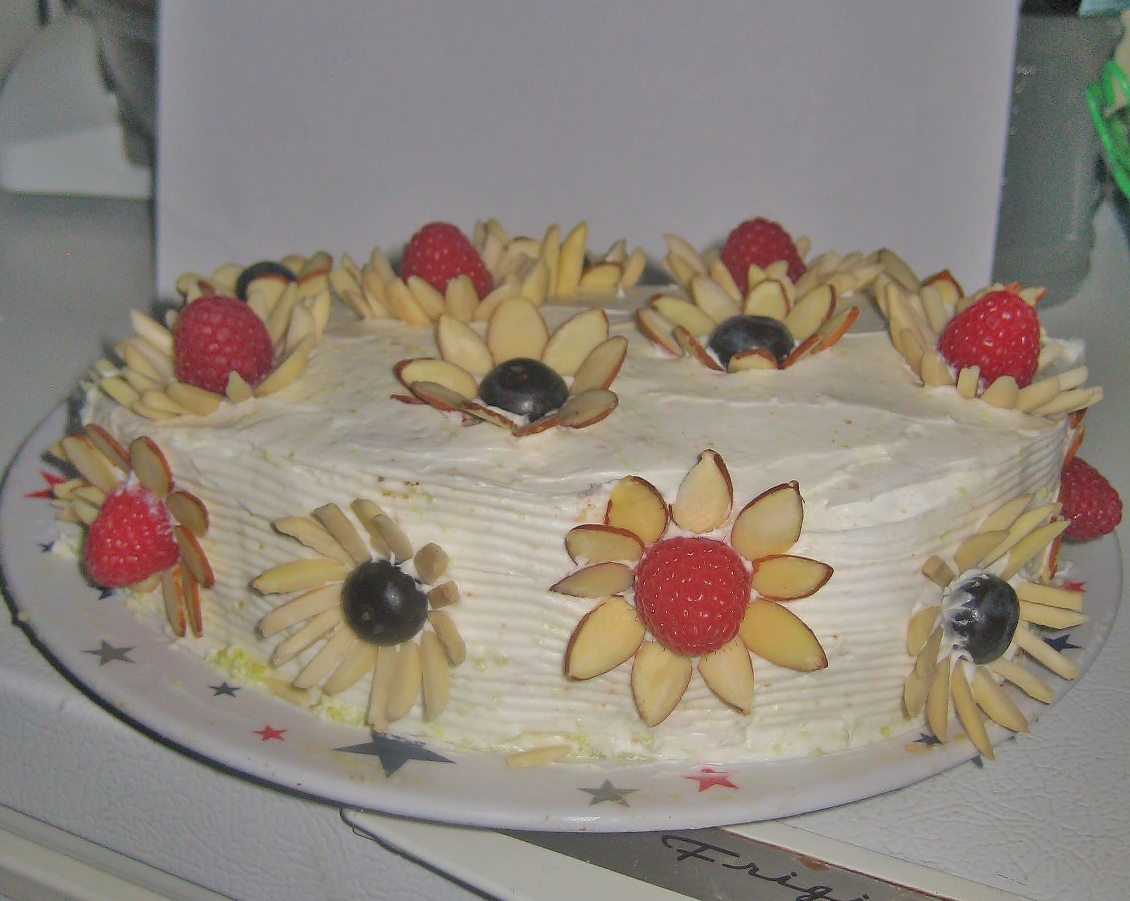 Lemon Lime Cake With Berry Almond Flowers