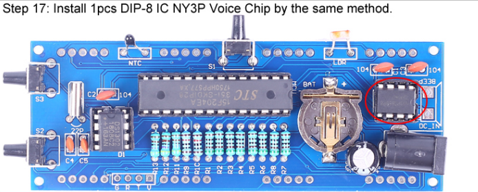 Install 1pcs DIP-8 IC NY3P Voice Chip