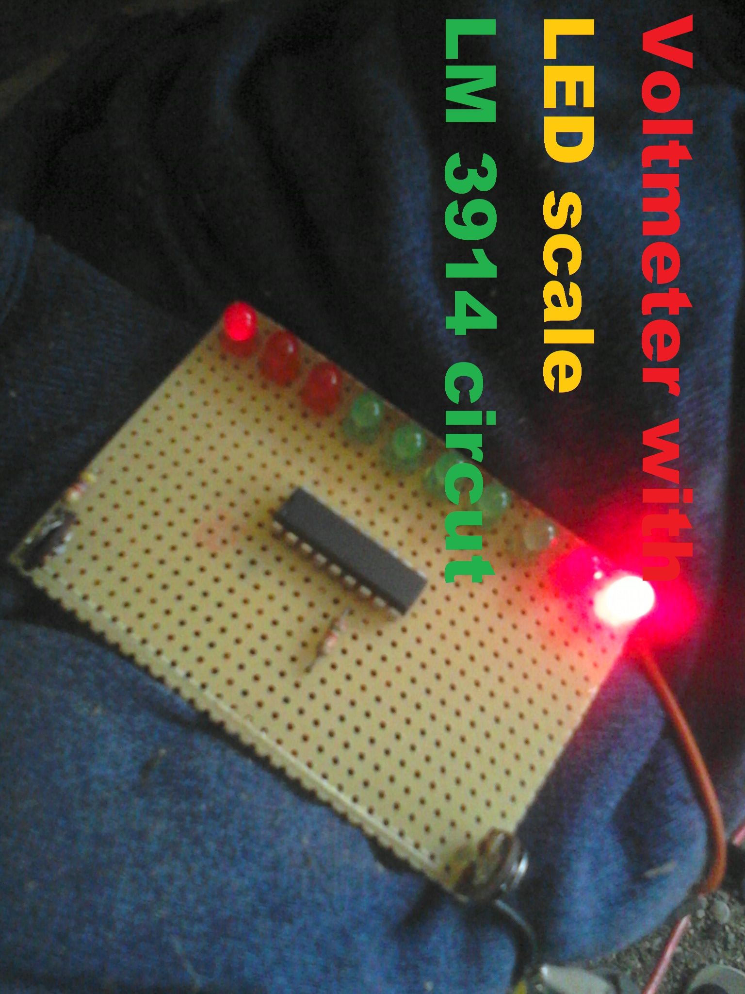 Voltmeter With LED Scale  LM 3914 Circut