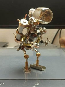DIY Mechanical Sculpture Steampunk Robot. Lamp Tube Bot