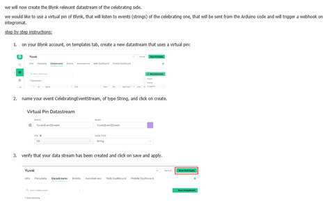 Celebrator Side - Create Blynk Datastreams