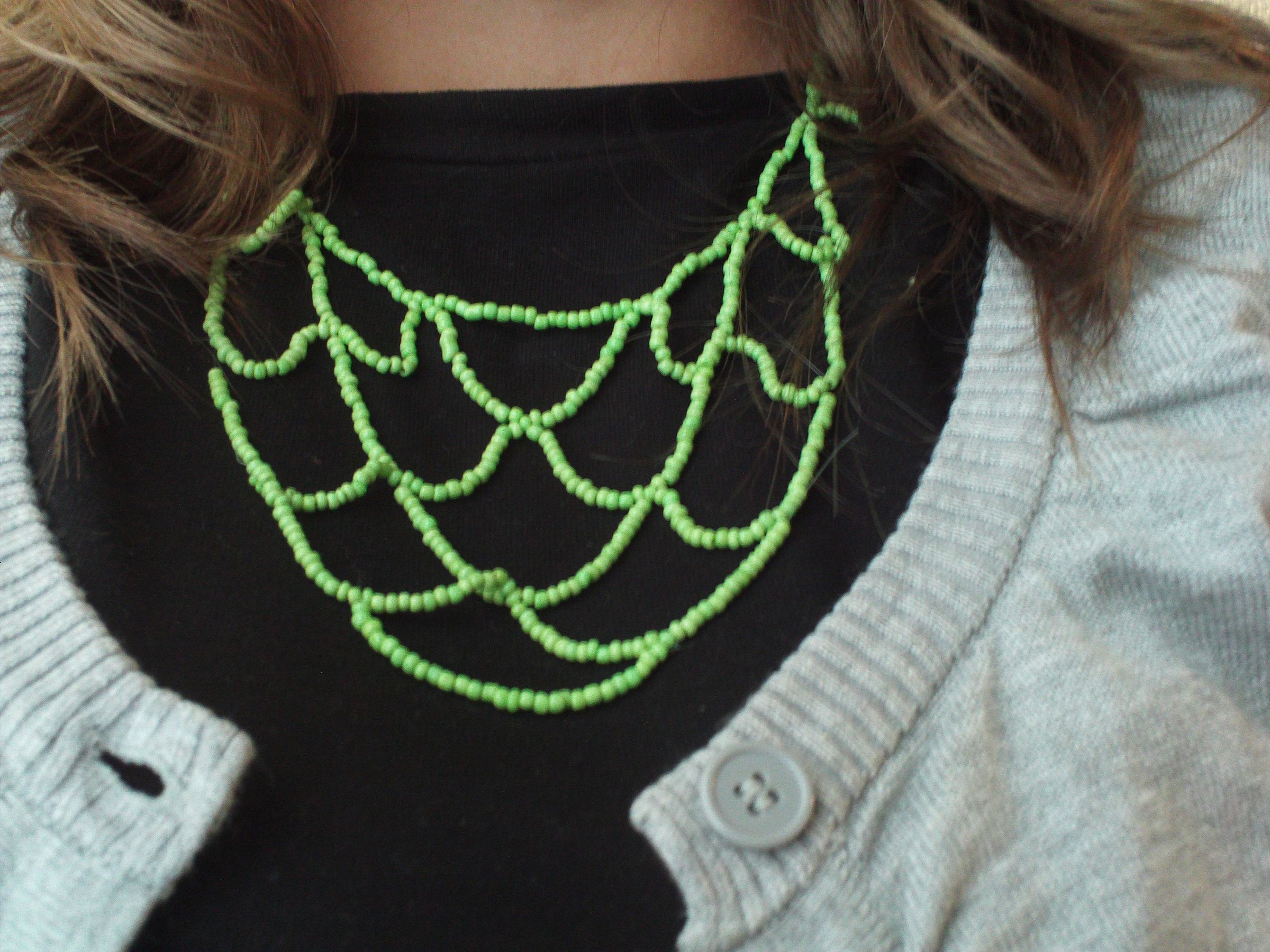 Make a Green Beaded Tier Necklace