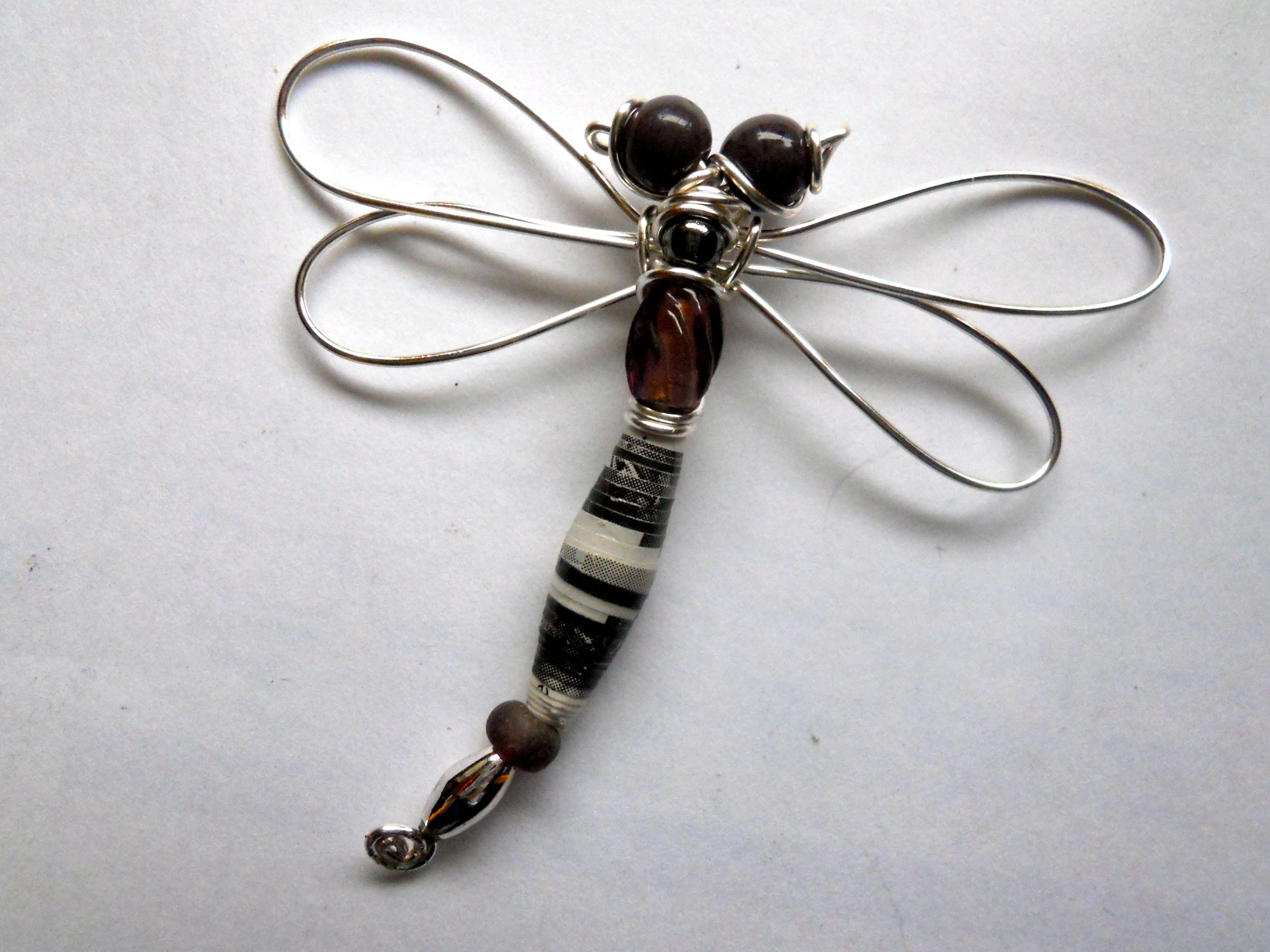 Paper Bead Dragonfly Pin