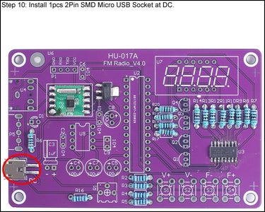 Install 1pcs 2Pin SMD Micro USB Socket at DC