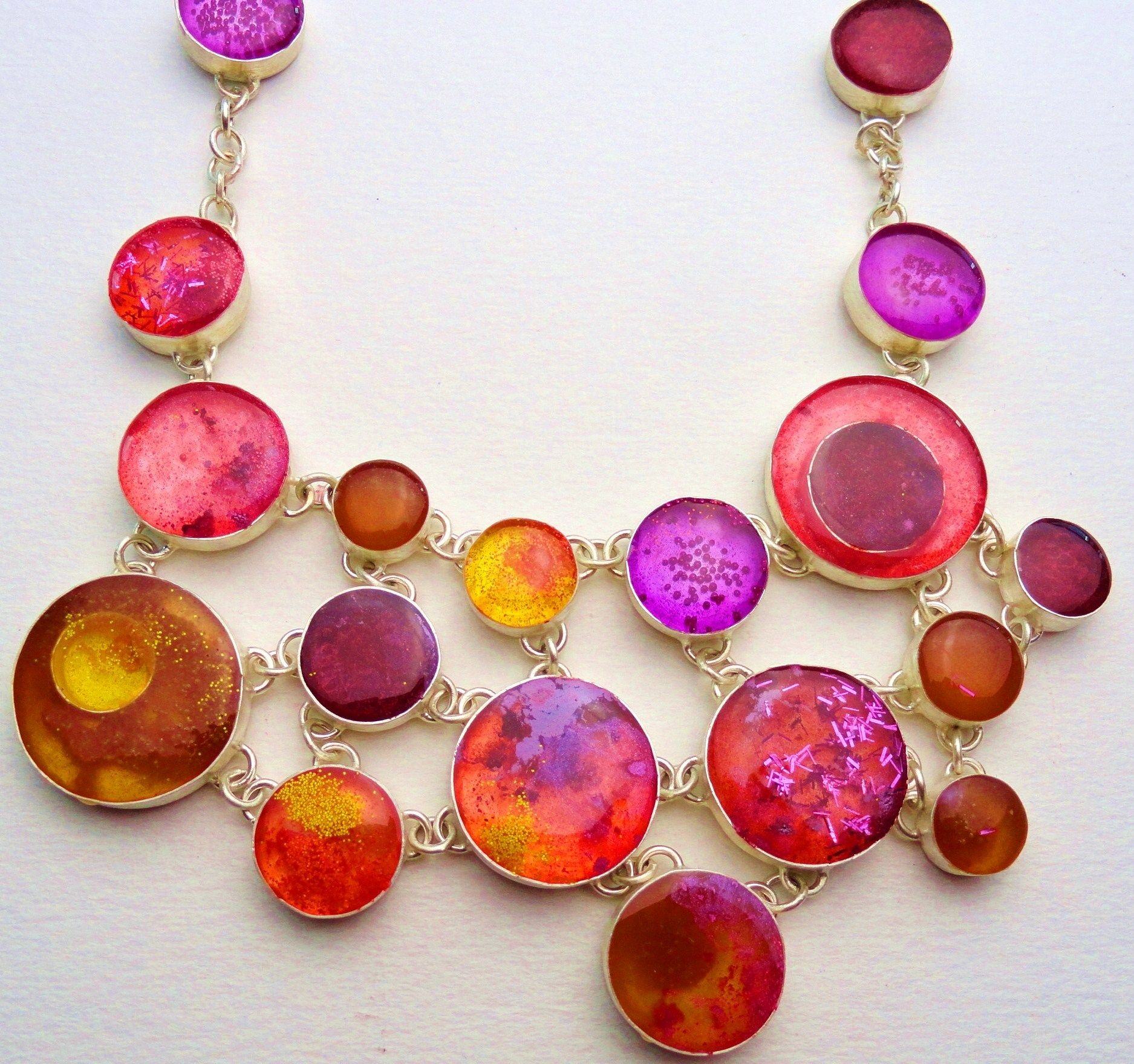 Painted Desert Silver and Resin Necklace