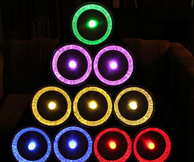 Pie Tin Christmas Tree With GE Color Effects LED Lights
