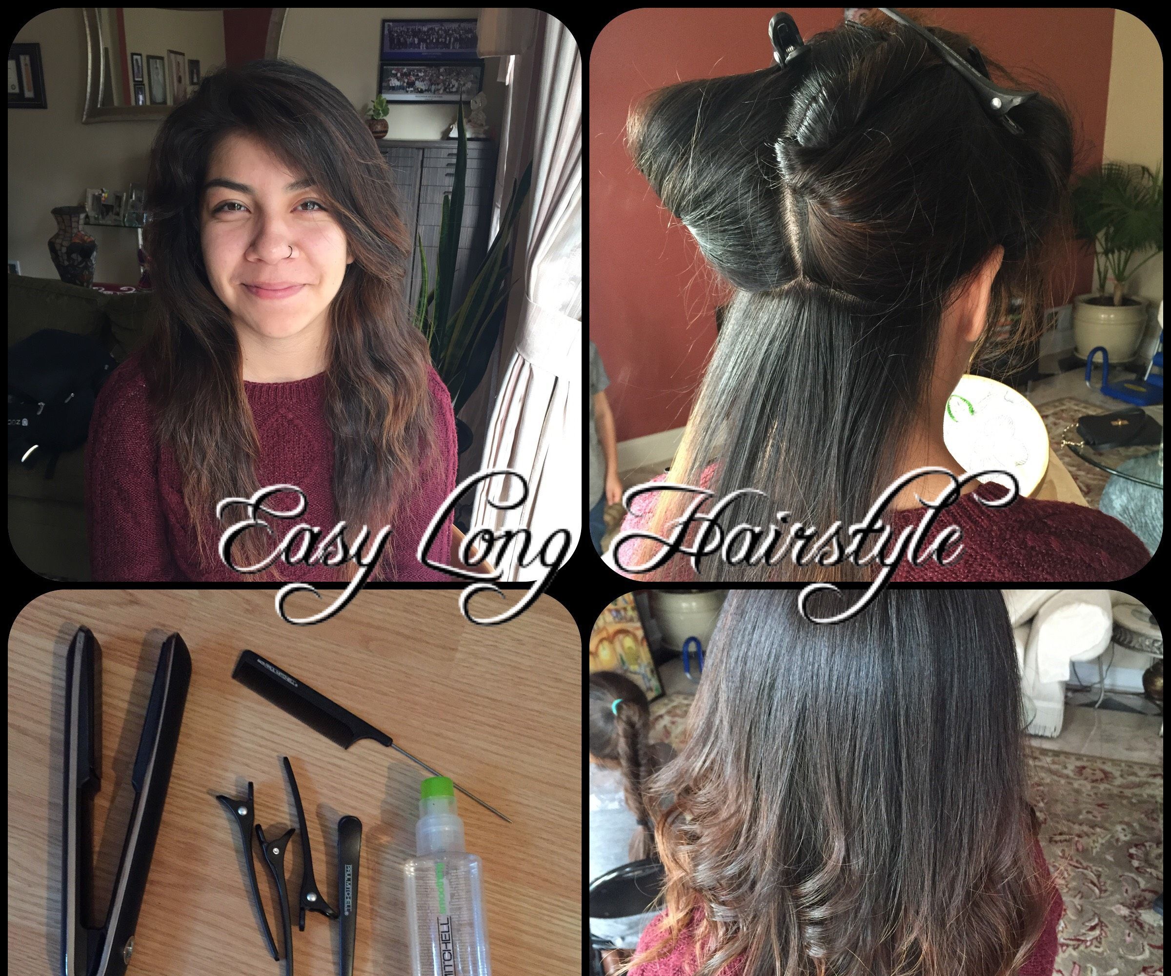 Easy Long Hairstyle Using A Smoothing Iron