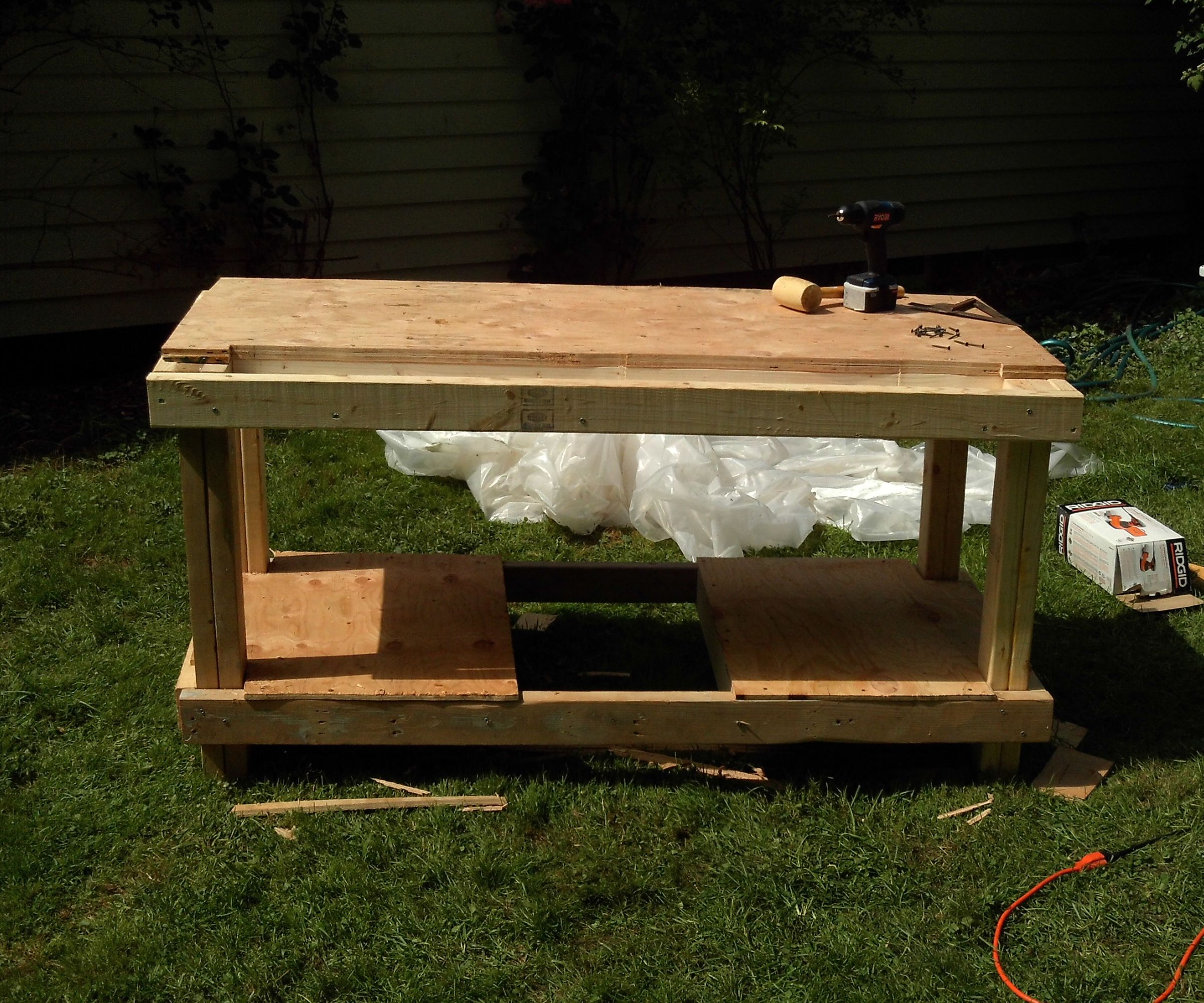 Hand Tools-only Workbench Out of Reclaimed Wood