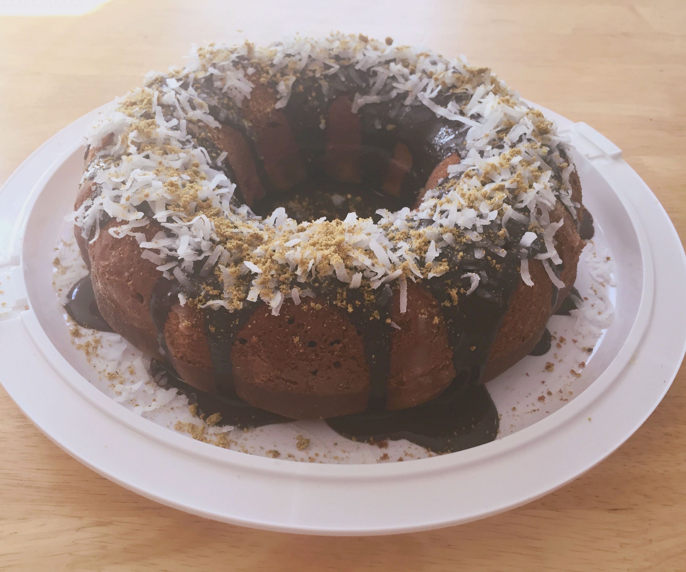 Date Cake With Pistachio & Coconuts Topping