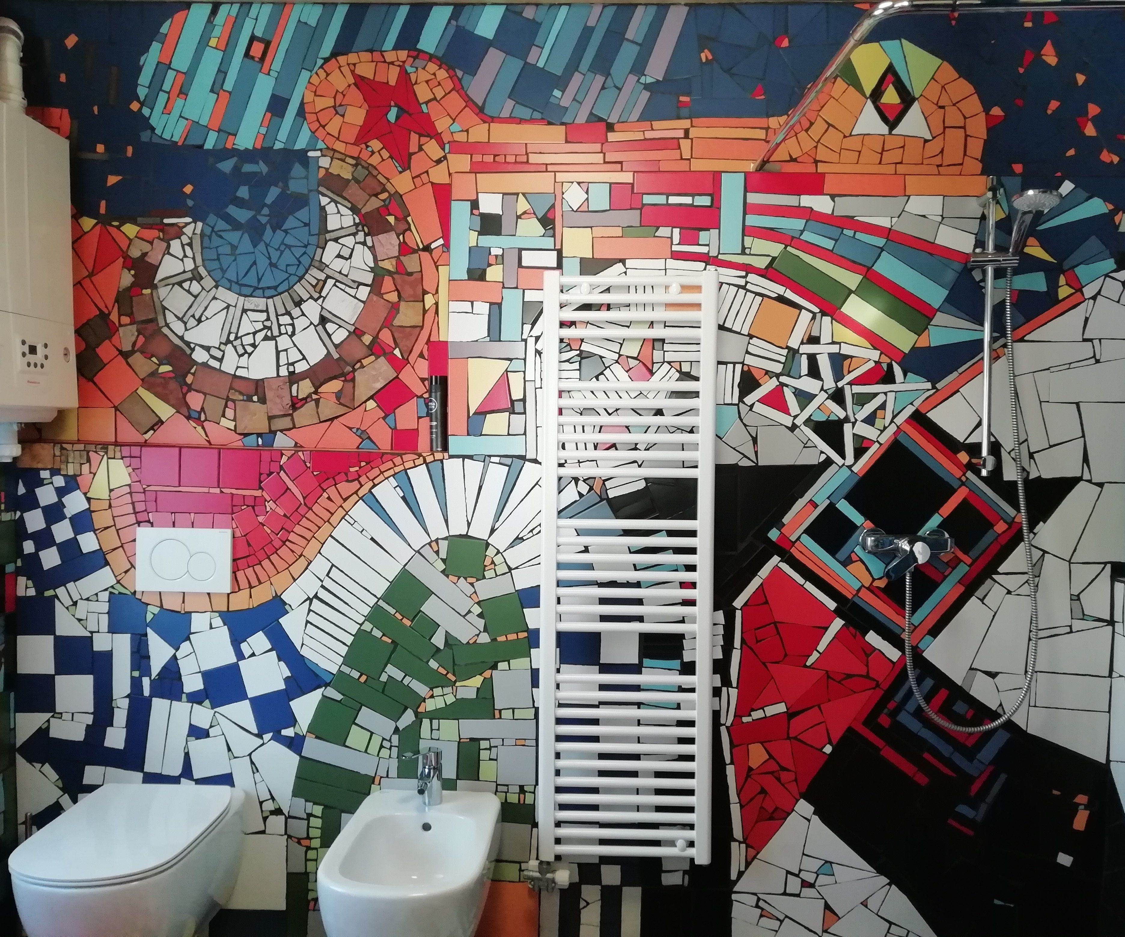 Gaudí Style Bathroom With Mosaic and Stained Glass