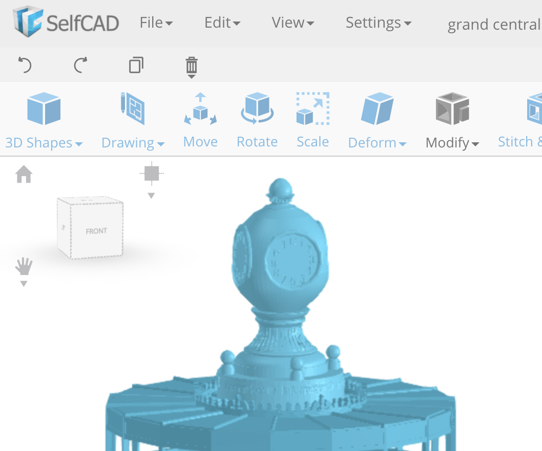 Learn SelfCAD- an Online 3D Modeling Software: Designing the Grand Central Station Information Center