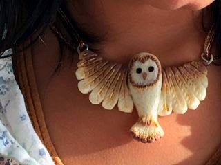 Good Luck Charm Polymer Clay Owl Pendant