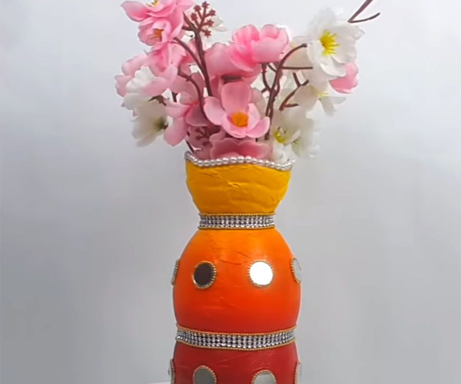 How to Make Flower Vase Using Empty Cold Drink Plastic Bottle?