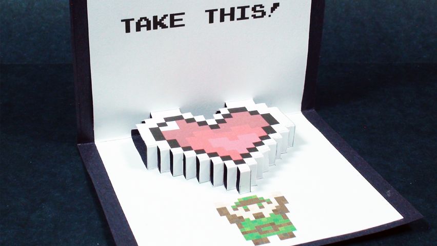 Zelda Pop Up Card: Heart Container (Kirigami 3D) Valentine's Day Greetings How To!
