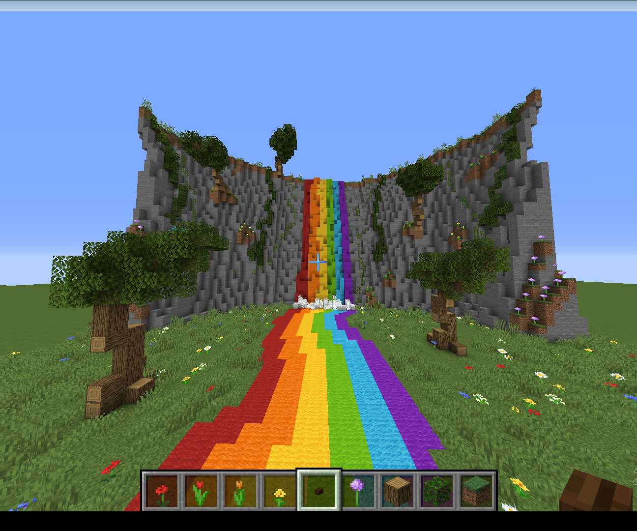 Minecraft Rainbow Waterfall