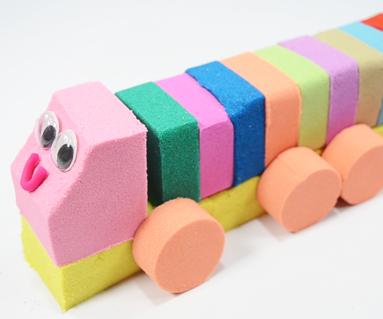 DIY Kinetic Sand Train Toys | Learn Colors With Play Doh for Kids