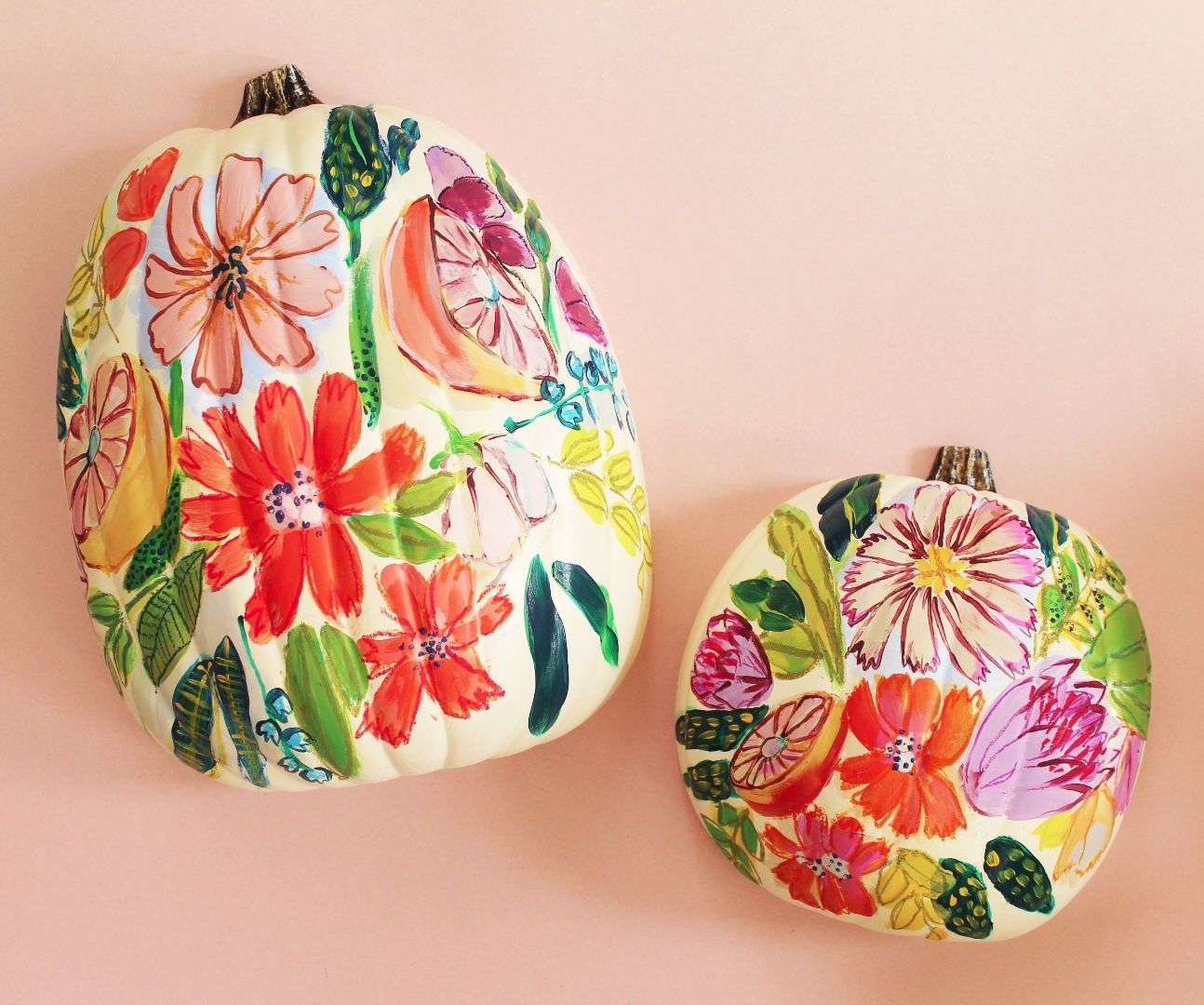 Floral Painted Pumpkins 