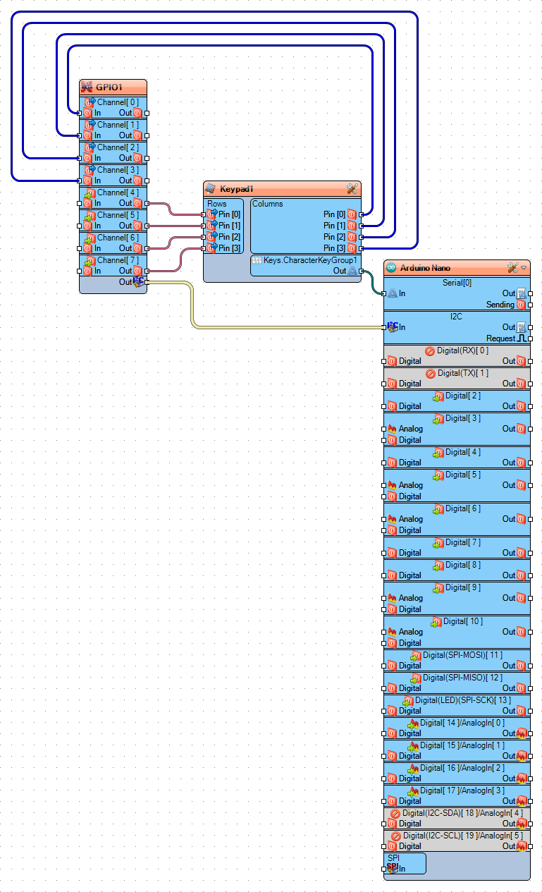 Arduino Nano: I2C Matrix Keypad With PCF8574/PCF8574A GPIO and Visuino ...